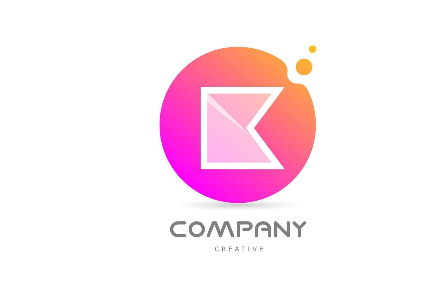 pontos amarelos rosa k ícone do logotipo da letra do alfabeto com transparência. modelo criativo para empresa vetor
