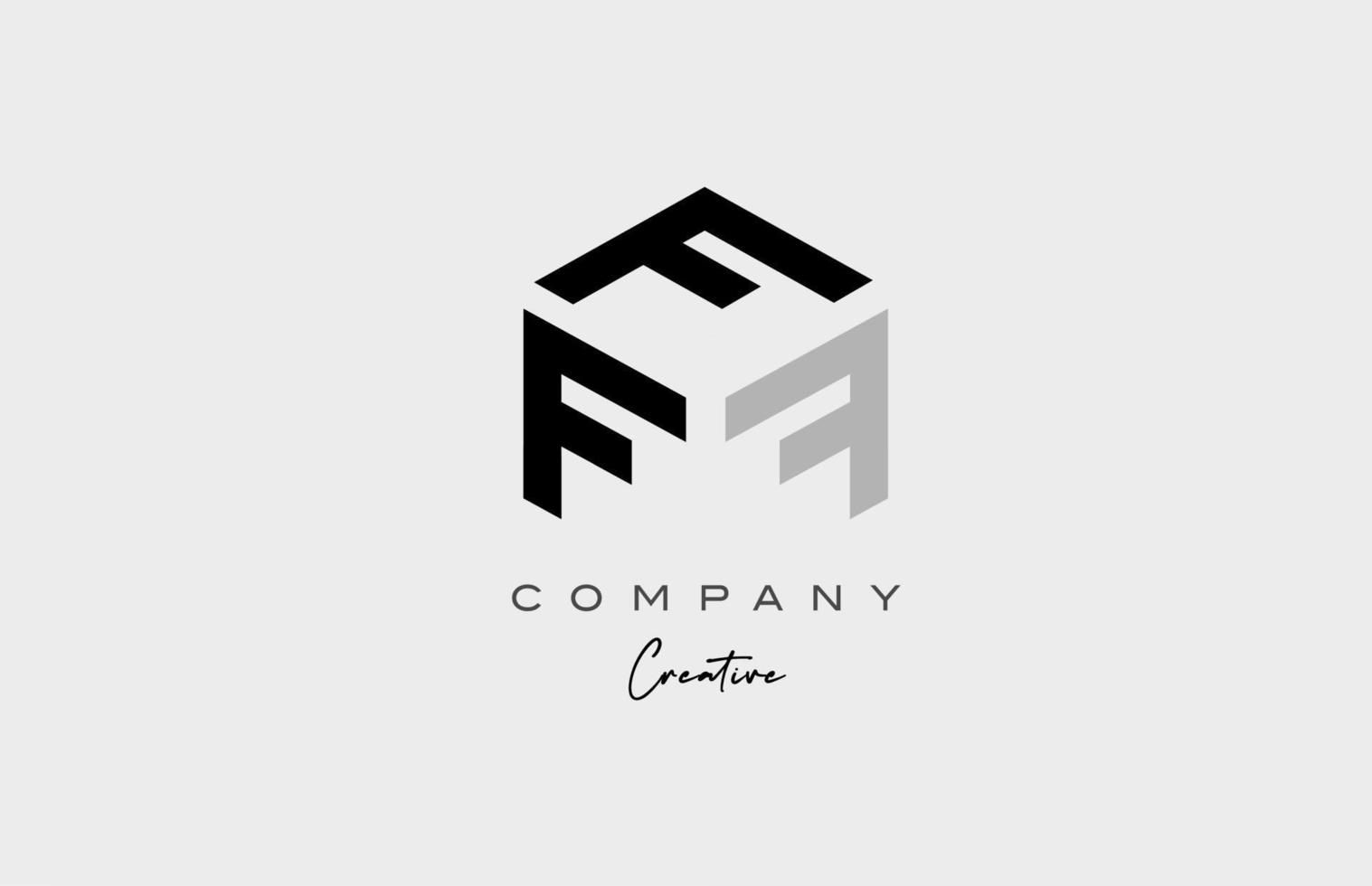 f design de ícone do logotipo da letra do alfabeto de três letras cinza. modelo criativo para negócios e empresa vetor