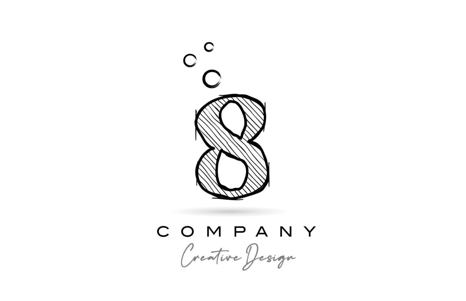 mão desenhando o design do ícone do logotipo número 8 para o modelo da empresa. logotipo criativo em estilo lápis vetor