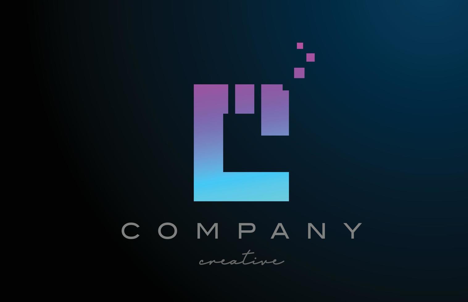 pontos azuis rosa c design do ícone do logotipo da letra do alfabeto. design de modelo para empresa ou ideia de negócio vetor