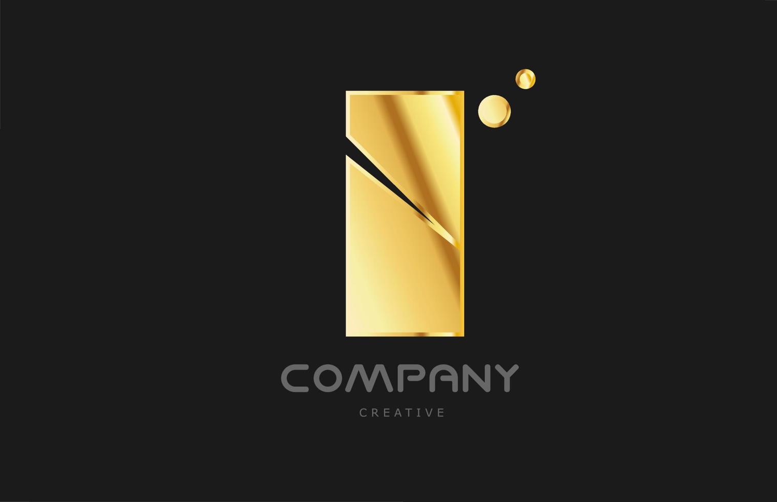 design de ícone do logotipo da letra do alfabeto dourado dourado i. modelo criativo para negócios e empresa e na cor amarela vetor