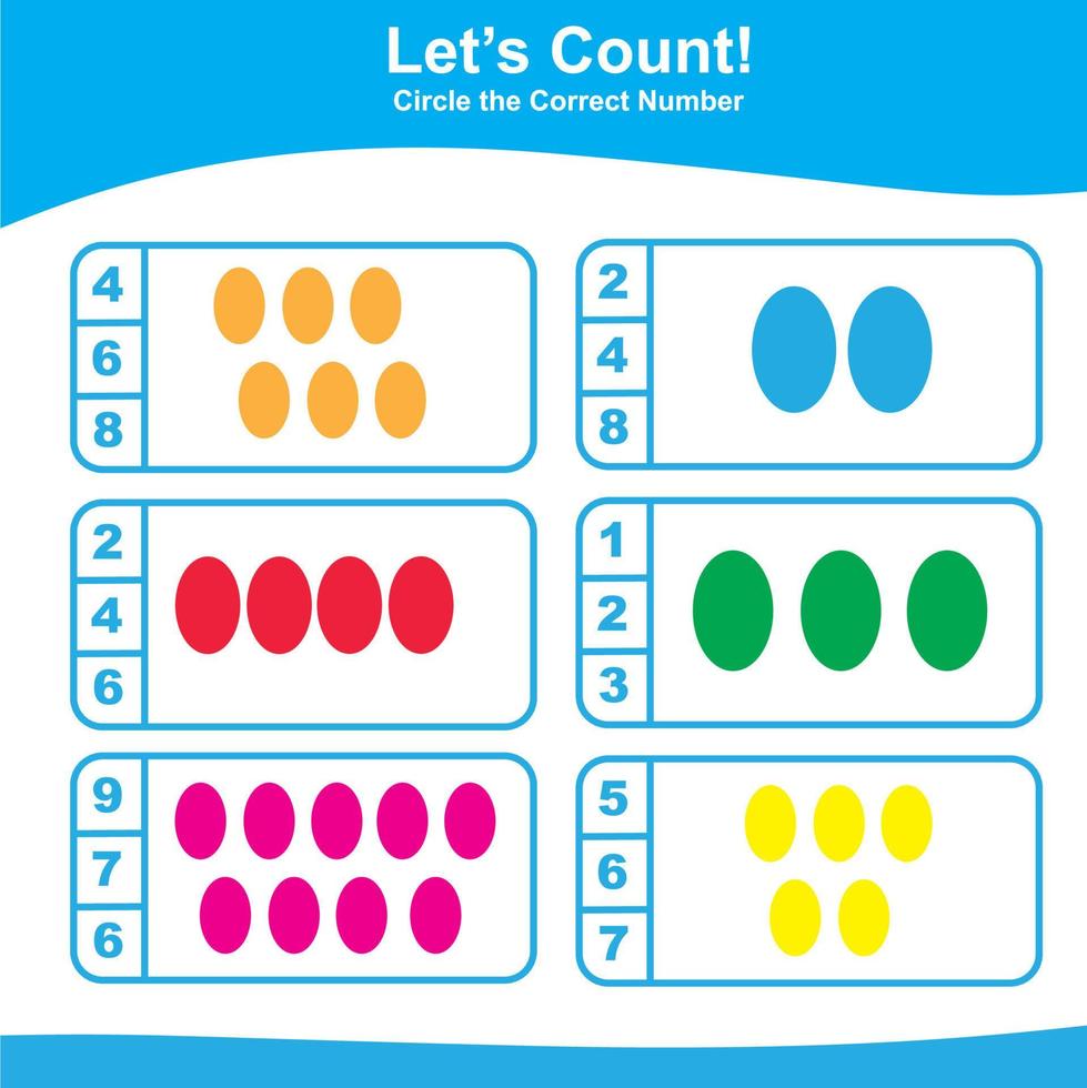 jogo de contar e combinar para crianças. jogo de formas geométricas. planilha de matemática para pré-escola. planilha de matemática educacional para impressão. ilustração vetorial vetor