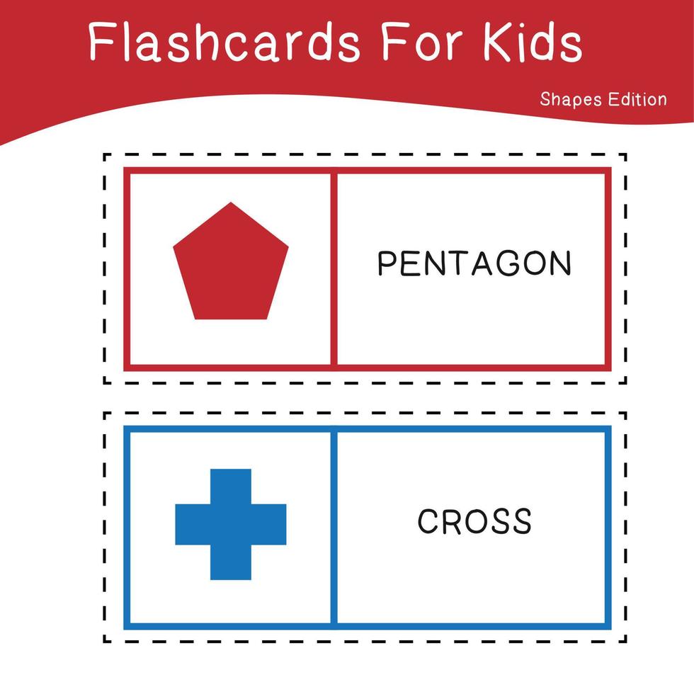 conjunto vetorial de flashcards de formas. edição de flashcards de formas. formas para a educação pré-escolar. flashcards de matemática imprimíveis educacionais. vetor