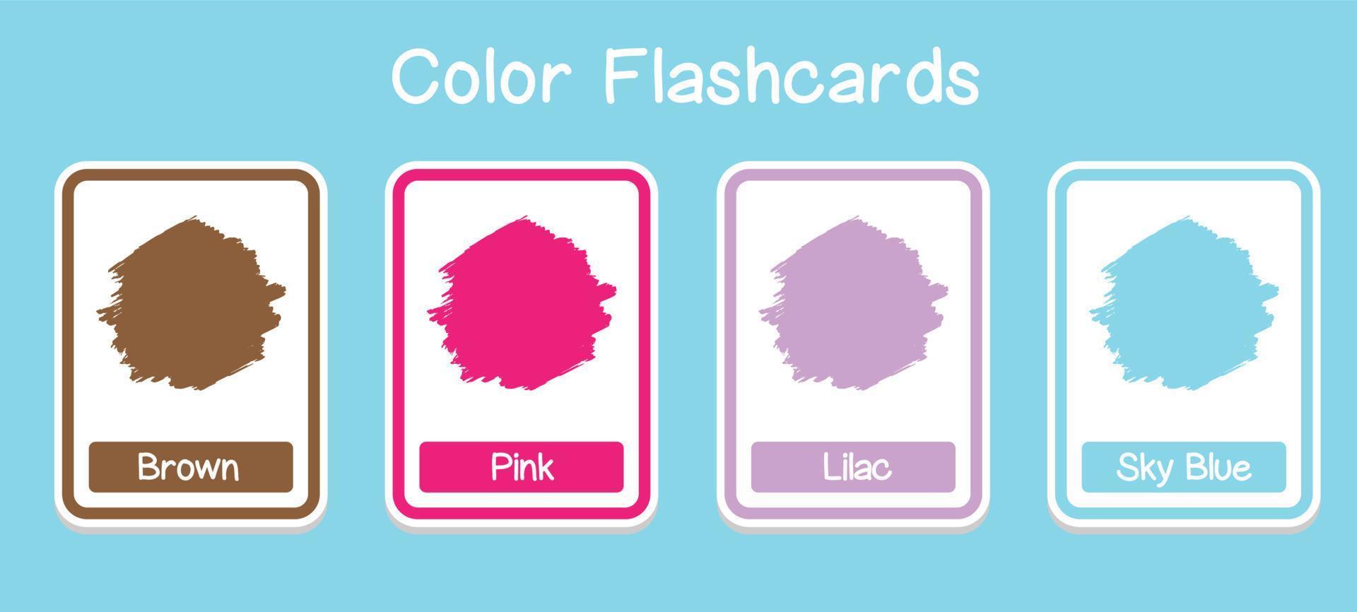 conjunto vetorial de flashcards coloridos. edição de flashcards coloridos. educação de cores para a educação pré-escolar. cor de flashcards imprimíveis educacionais. ilustração vetorial. vetor