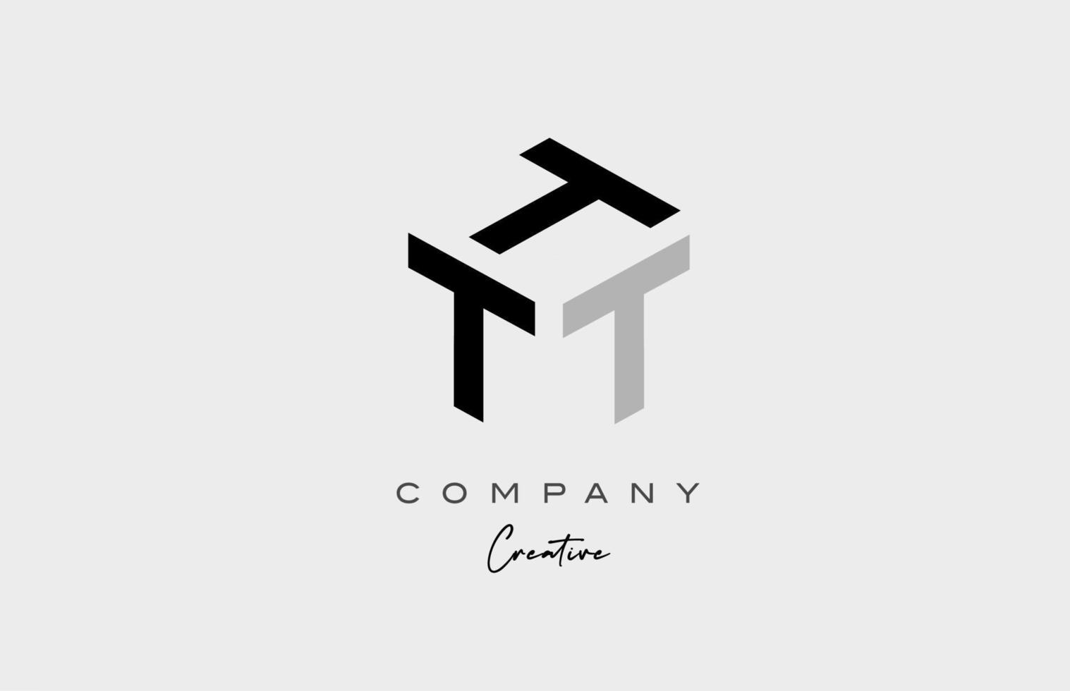 t cinza design de ícone do logotipo da letra do alfabeto de três letras. modelo criativo para negócios e empresa vetor