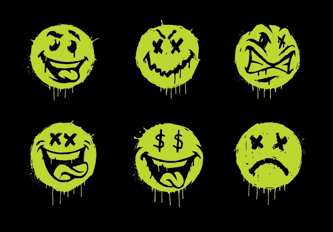 conjunto de um spray de emoji de grafite vetorial pintado vetor