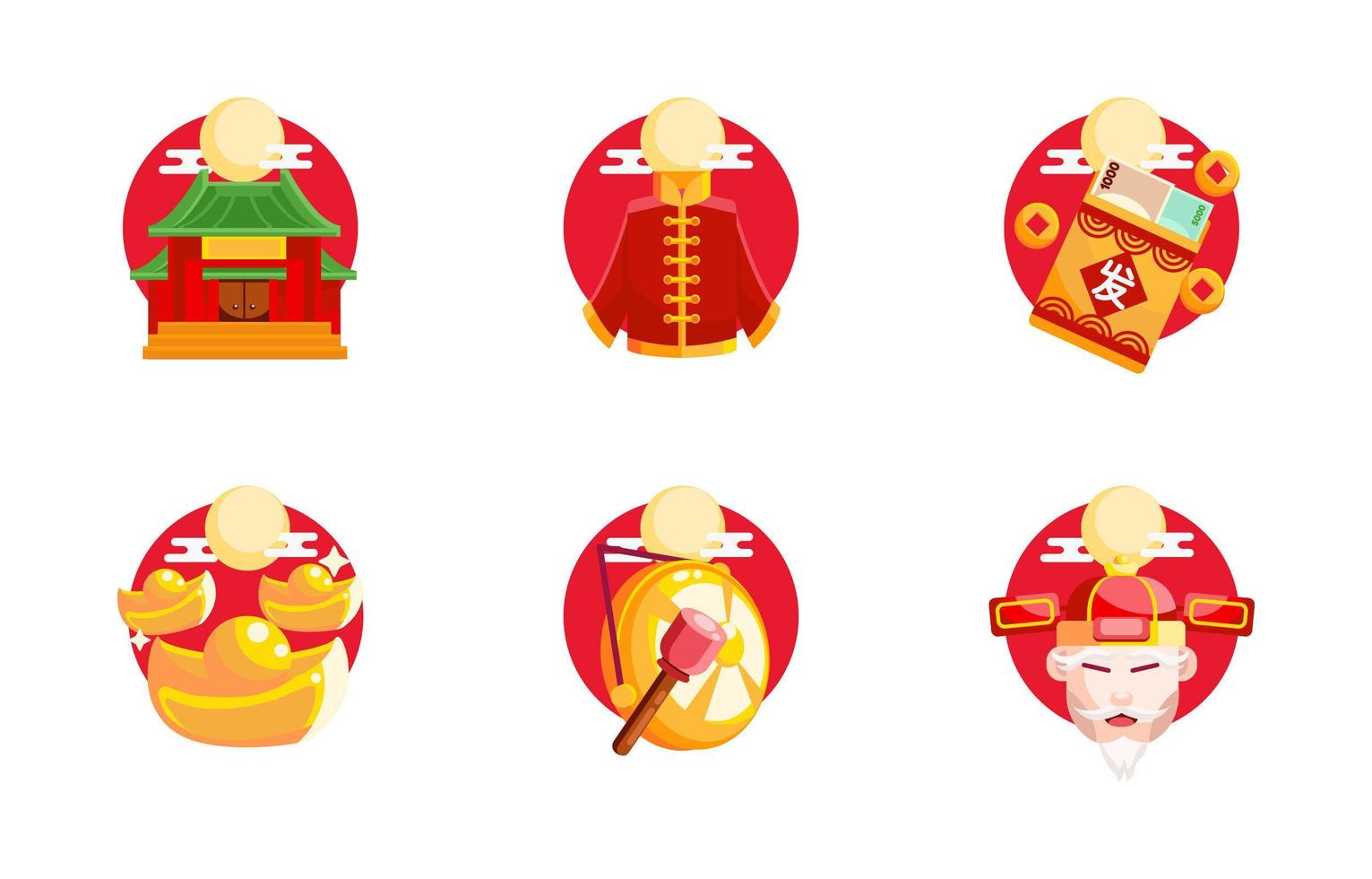 conjunto de ícones de festividade do ano novo chinês vetor
