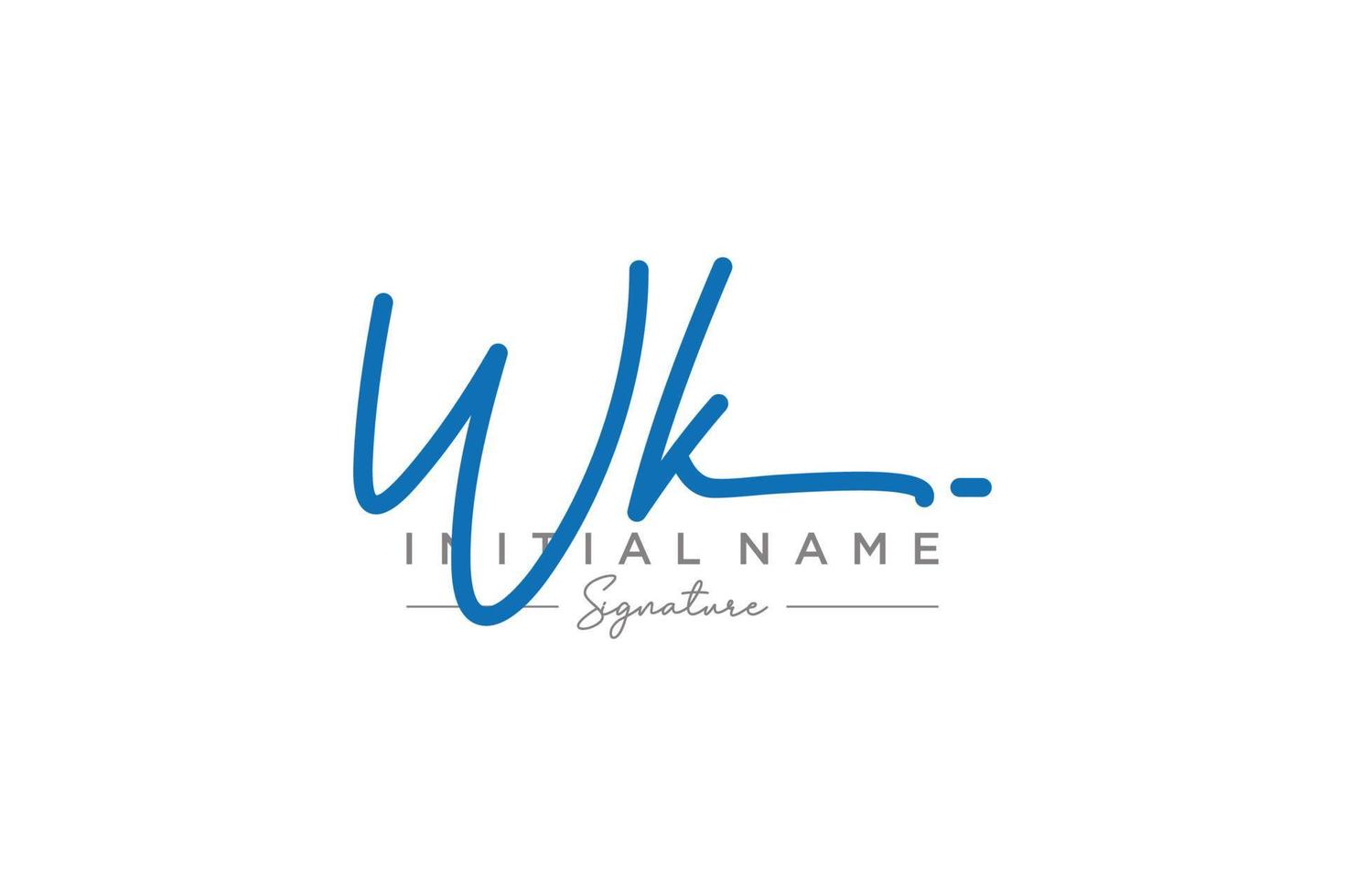 vetor de modelo de logotipo de assinatura wk inicial. ilustração vetorial de letras de caligrafia desenhada à mão.