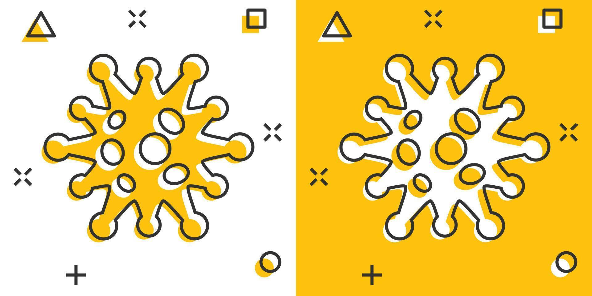ícone de bactérias da doença em estilo cômico. ilustração em vetor alergia dos desenhos animados no fundo branco isolado. conceito de negócio de efeito de respingo de vírus micróbio.