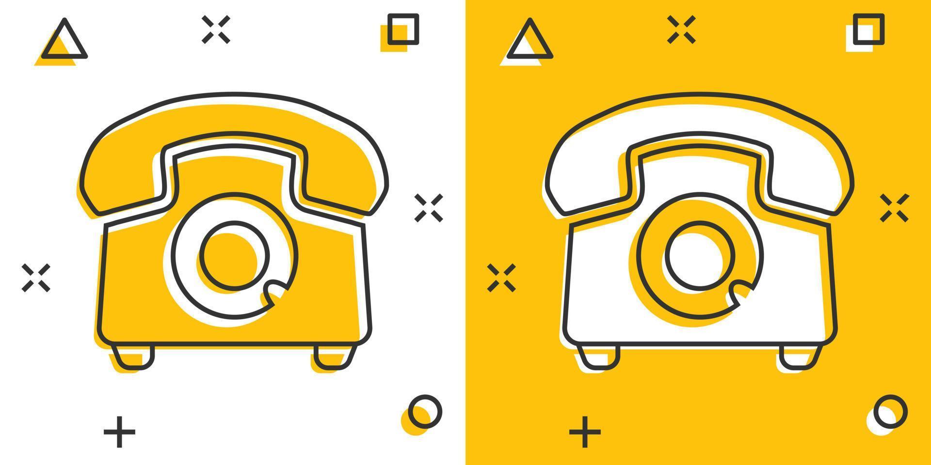 ícone de telefone de desenho vetorial em estilo cômico. pictograma de ilustração de sinal de telefone. conceito de efeito de respingo de negócios de telefone. vetor