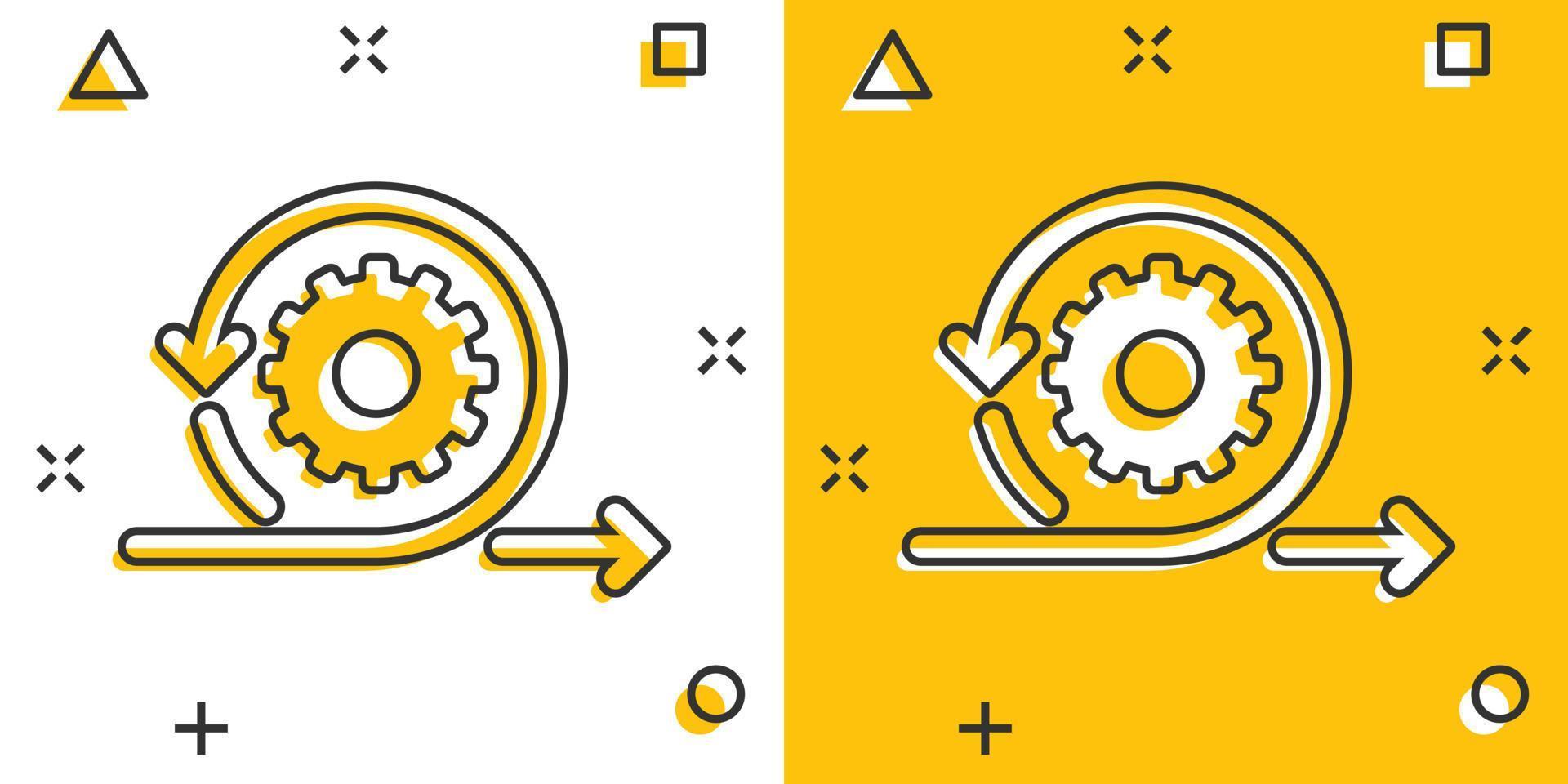 ícone ágil em estilo cômico. ilustração em vetor desenho flexível em fundo branco isolado. conceito de negócio de efeito de respingo de ciclo de seta.