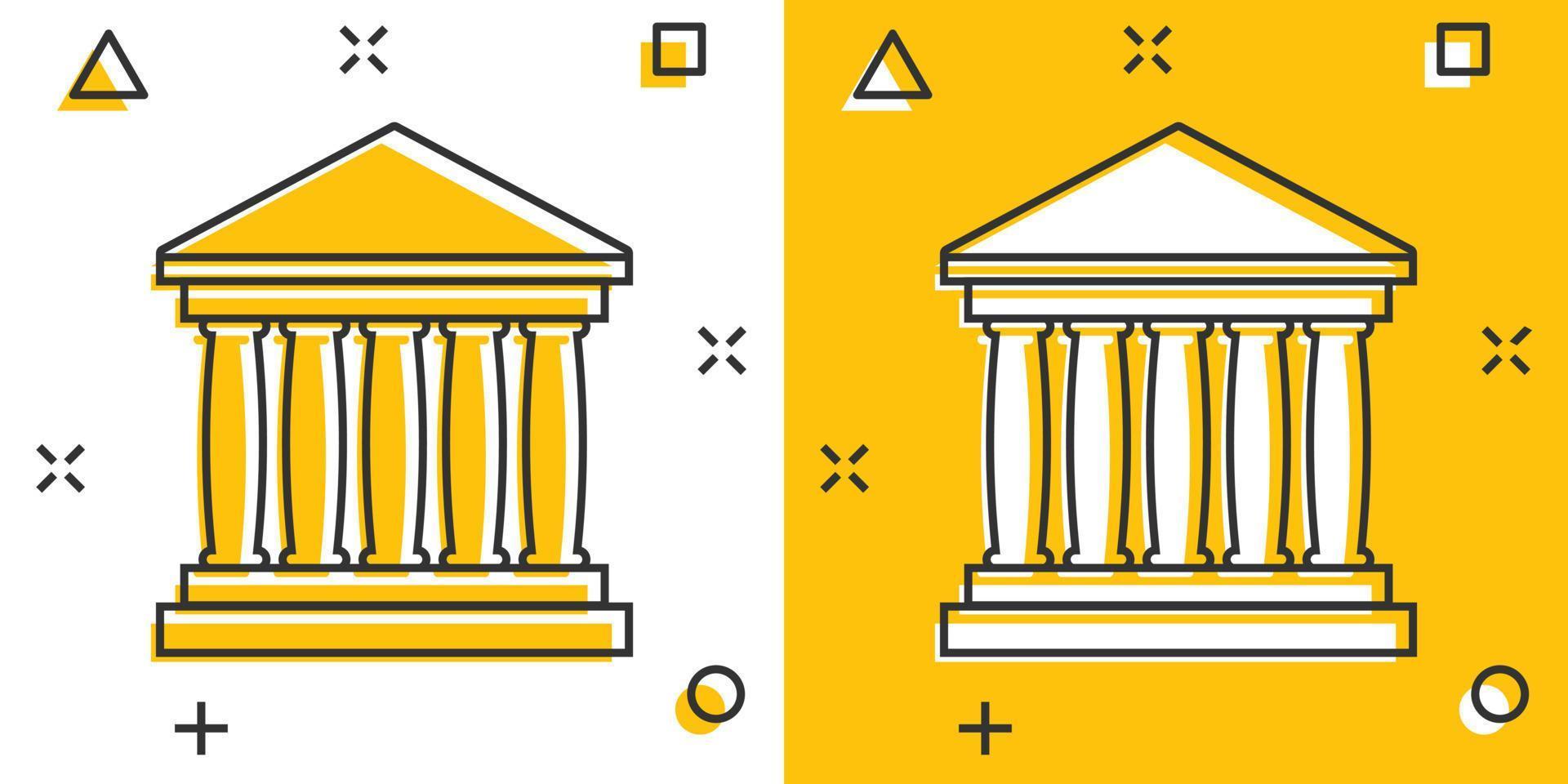 ícone de construção de banco de desenho vetorial em estilo cômico. pictograma de ilustração de sinal de banco. construindo o conceito de efeito de respingo de negócios. vetor