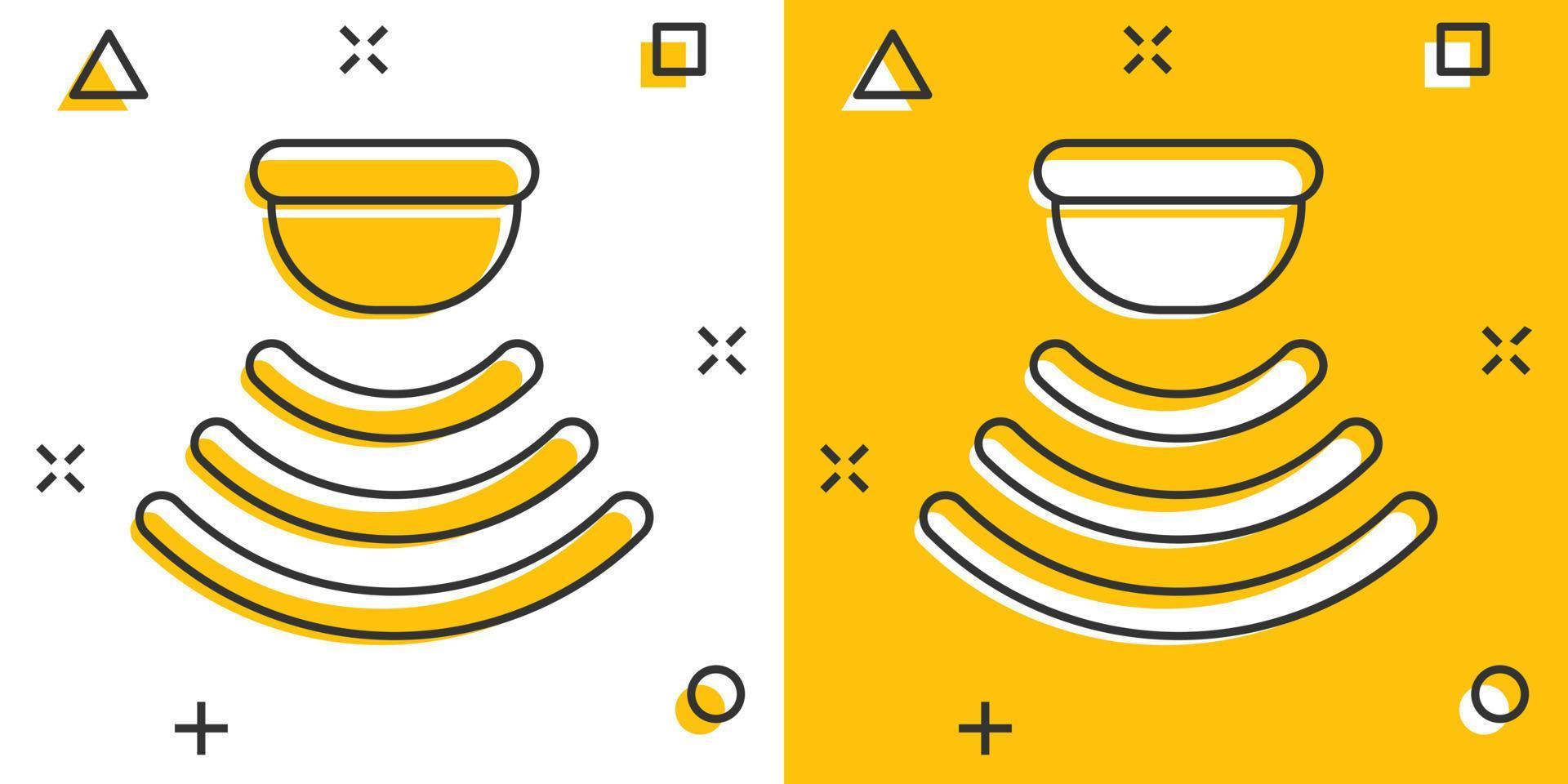 ícone do sensor de movimento em estilo cômico. ondas do sensor pictograma de ilustração vetorial dos desenhos animados. efeito de respingo de conceito de negócio de conexão de segurança. vetor