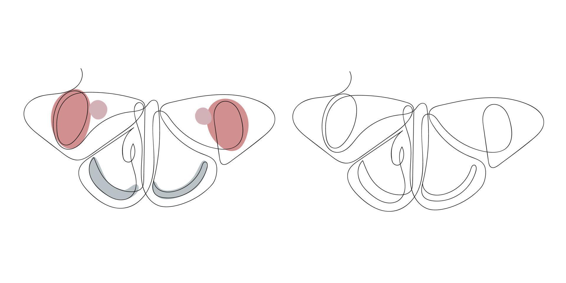 borboleta desenho de uma linha minimalismo design mão boho cores vetor