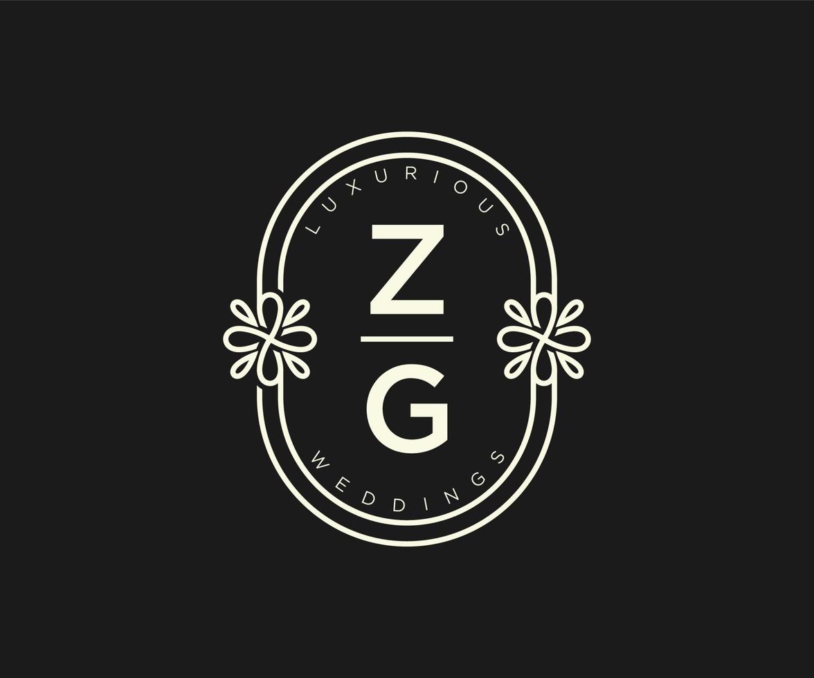 zg letras iniciais modelo de logotipos de monograma de casamento, modelos modernos minimalistas e florais desenhados à mão para cartões de convite, salve a data, identidade elegante. vetor