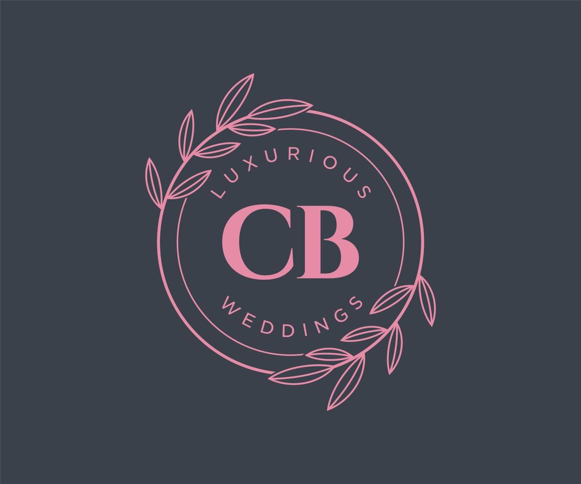 cb letras iniciais modelo de logotipos de monograma de casamento, modelos modernos minimalistas e florais desenhados à mão para cartões de convite, salve a data, identidade elegante. vetor