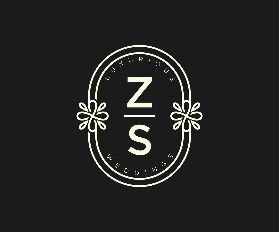 modelo de logotipos de monograma de casamento de letra inicial zs, modelos modernos minimalistas e florais desenhados à mão para cartões de convite, salve a data, identidade elegante. vetor