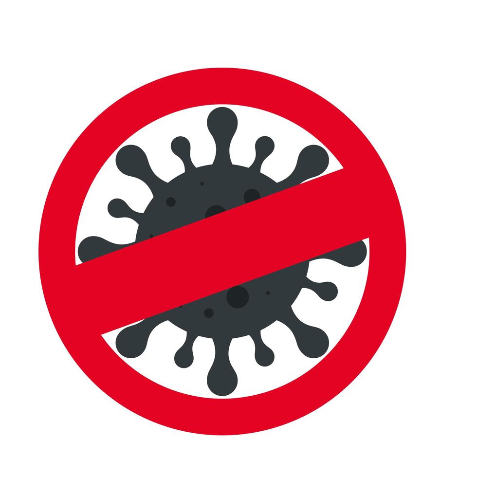 campanha de parada 2019 ncov com partícula em sinal proibido vetor