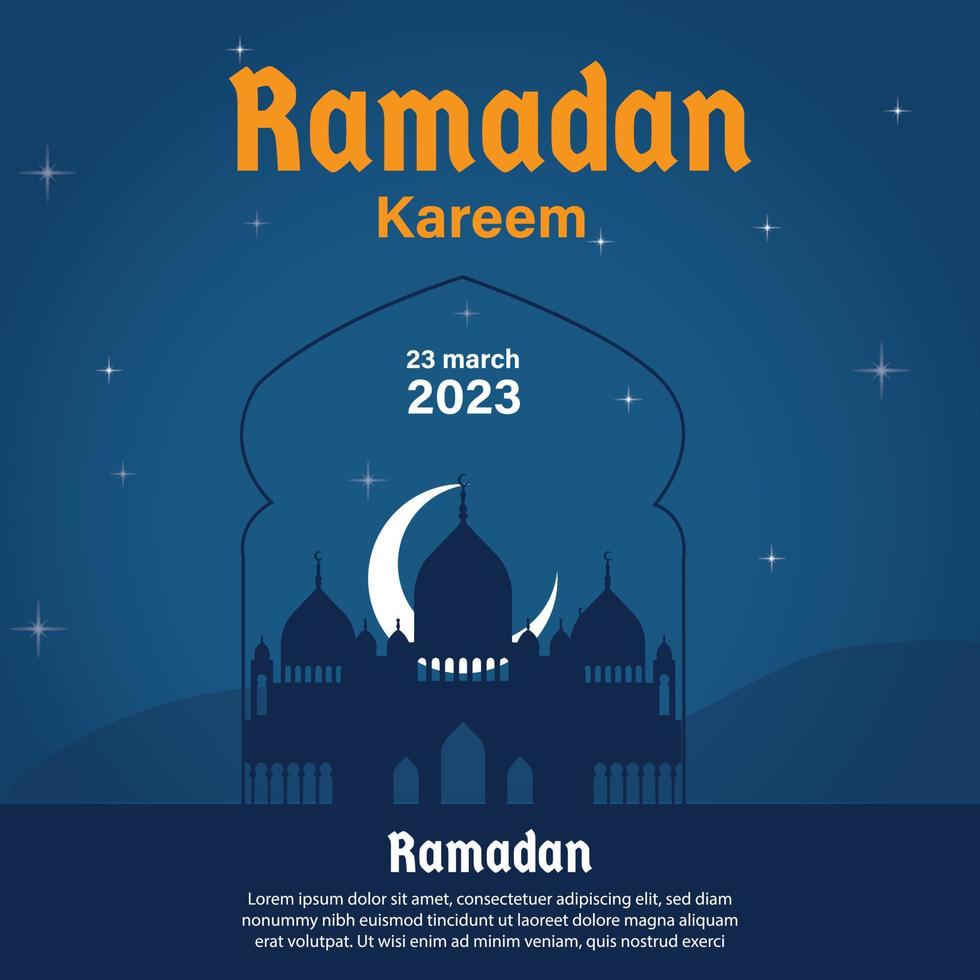 ramadan kareem. anúncios criativos para mídia social, banner, pôster, design de modelo de cartão de felicitações. vetor