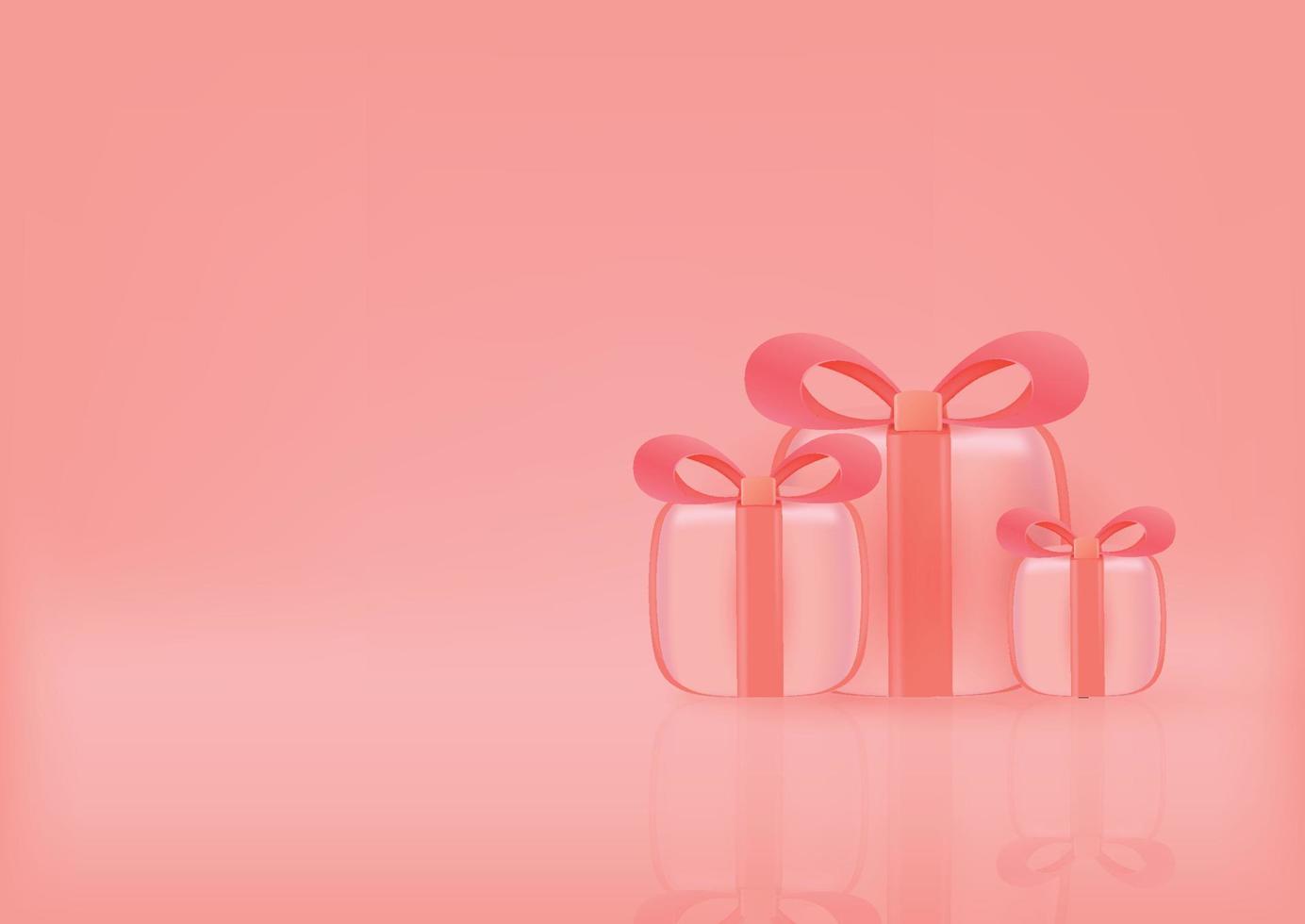 feriado, presente, fundo de celebração com caixas de presente rosa isoladas 3d vetor