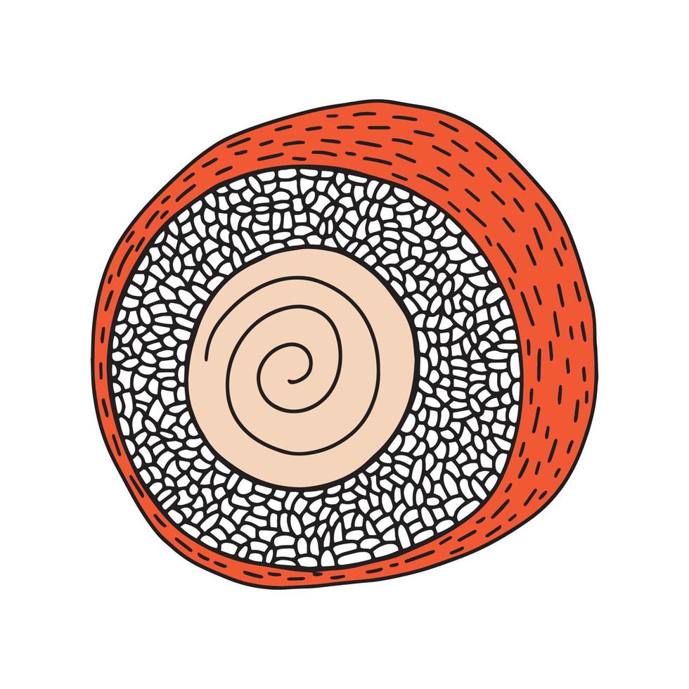 vector maki sushi roll esboço desenhado à mão. Filadélfia sushi com salmão isolado