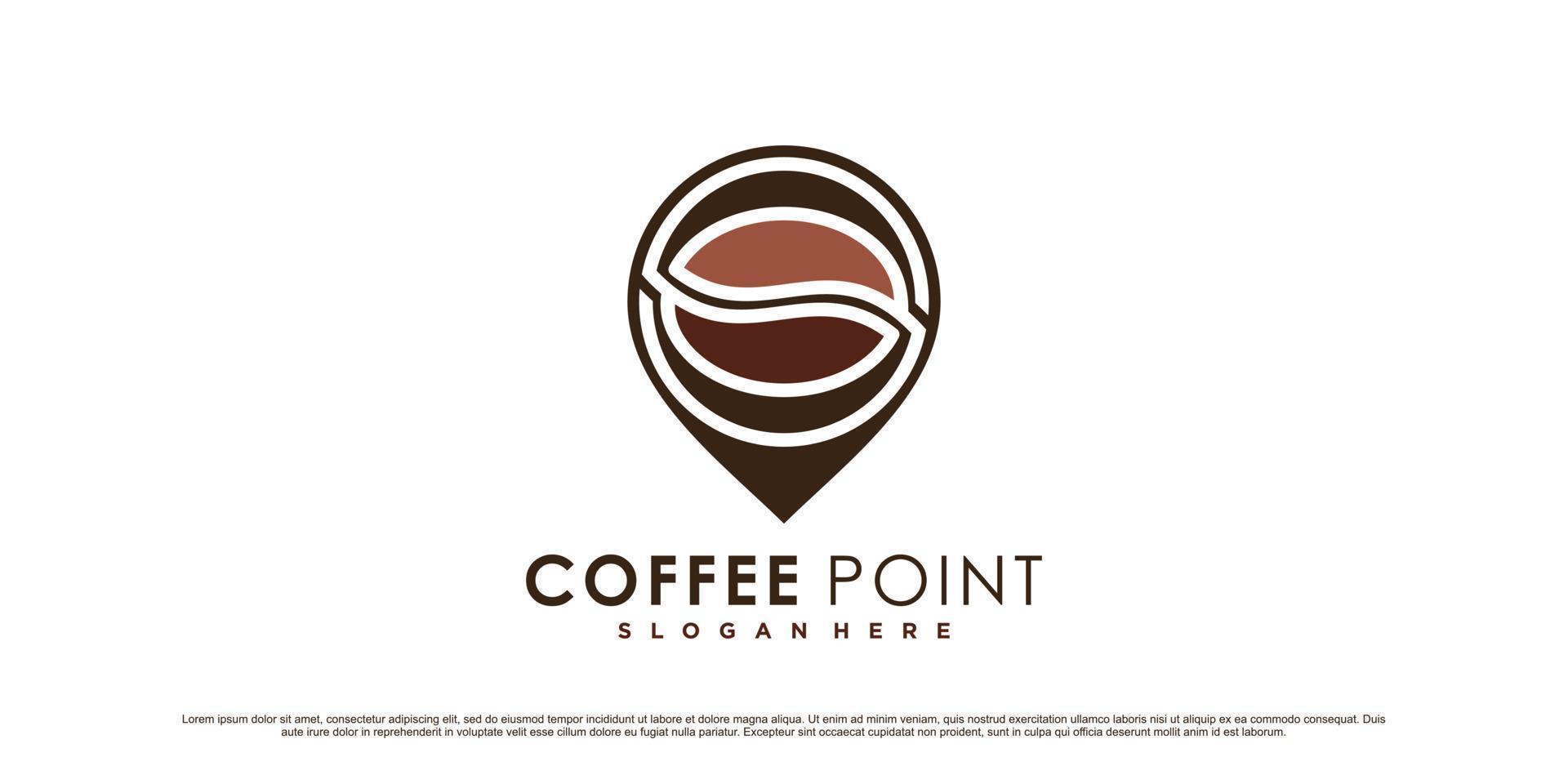 modelo de design de logotipo de café com localização de ponto de pino e conceito criativo vetor