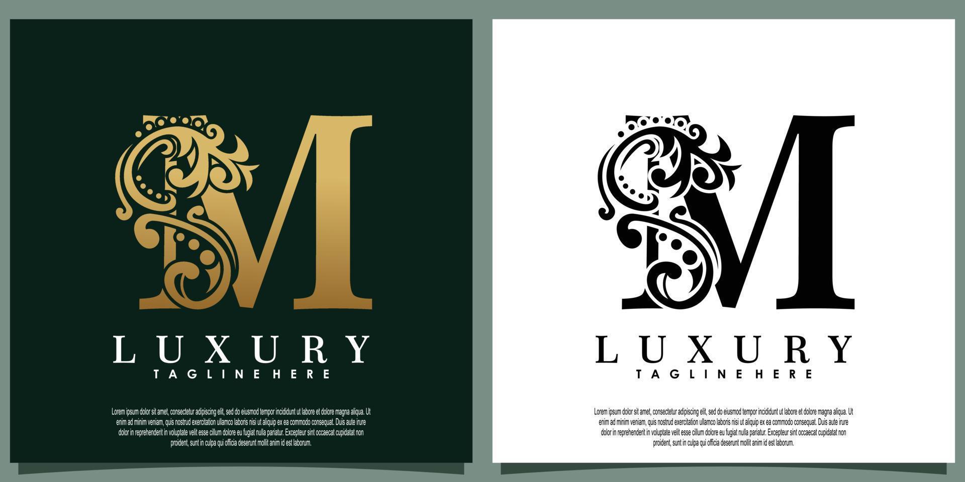 design de logotipo de luxo com letra inicial m vetor