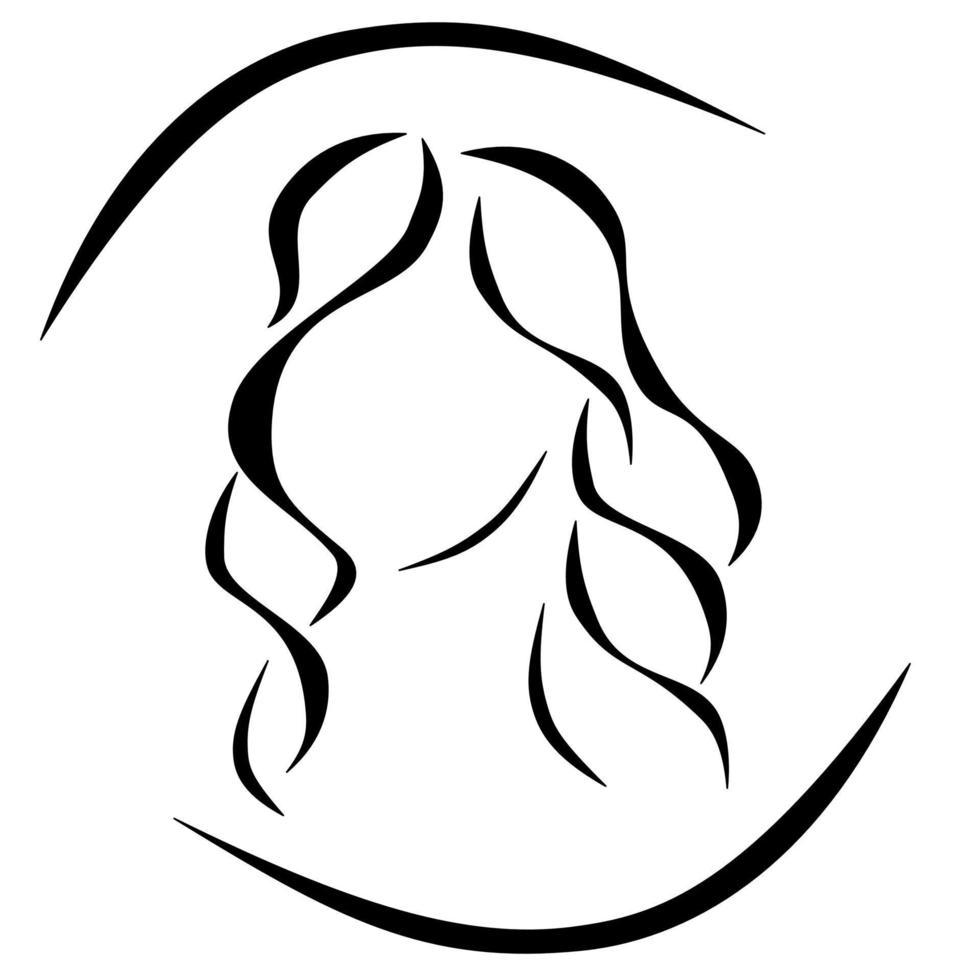 mulher com logotipo de cabelo comprido encaracolado vetor