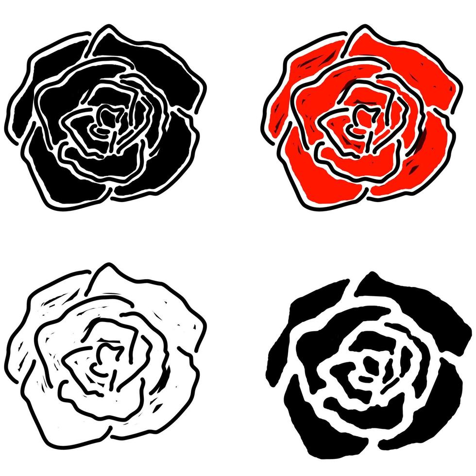 rosas pretas, vermelhas e brancas vetor