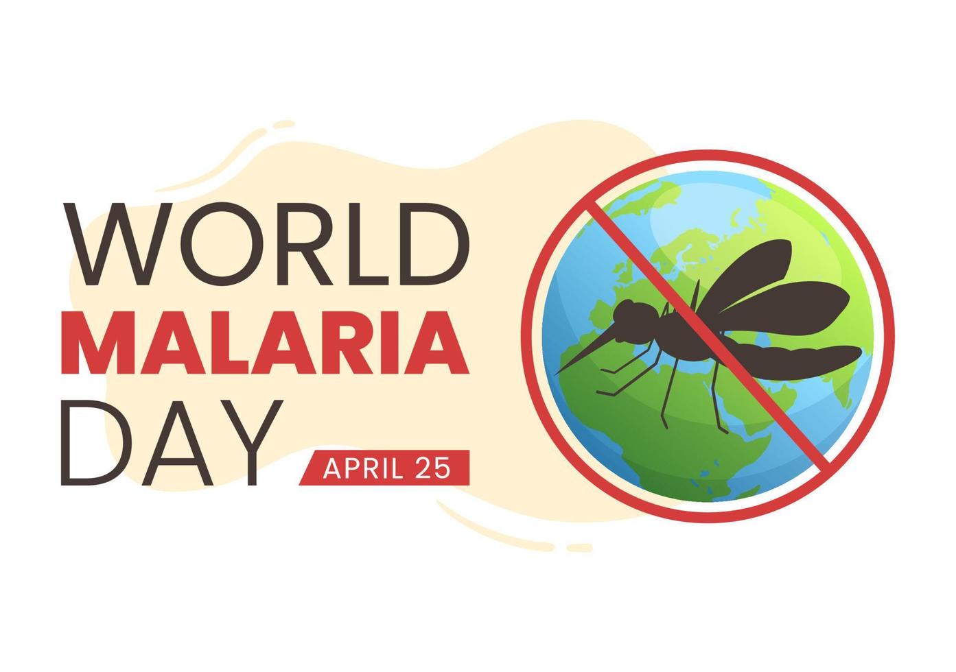 dia mundial da malária em 25 de abril ilustração com terra protegida de mosquitos em cartoon plano desenhado à mão para banner da web ou modelos de página de destino vetor