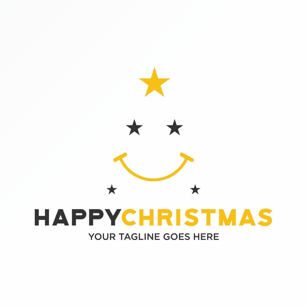 estrela simples como árvore árvore de natal e sorriso rosto imagem ícone gráfico design de logotipo conceito abstrato vetor estoque. pode ser usado como um símbolo relacionado à celebração