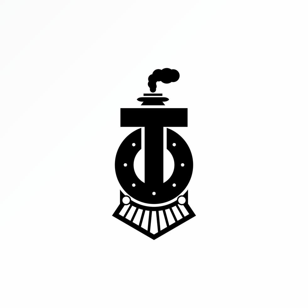 letra t ou a fonte com cabeça de trem ou locomotiva e fumaça imagem ícone gráfico logotipo design conceito abstrato estoque vetorial. pode ser usado como um símbolo relacionado à inicial ou transporte vetor