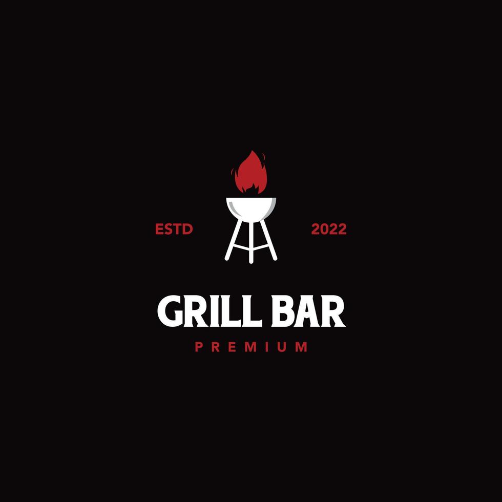 design de logotipo de restaurante de churrasco vintage, modelo de logotipo de grelha de bar, logotipo de barra de grelha isolado vetor