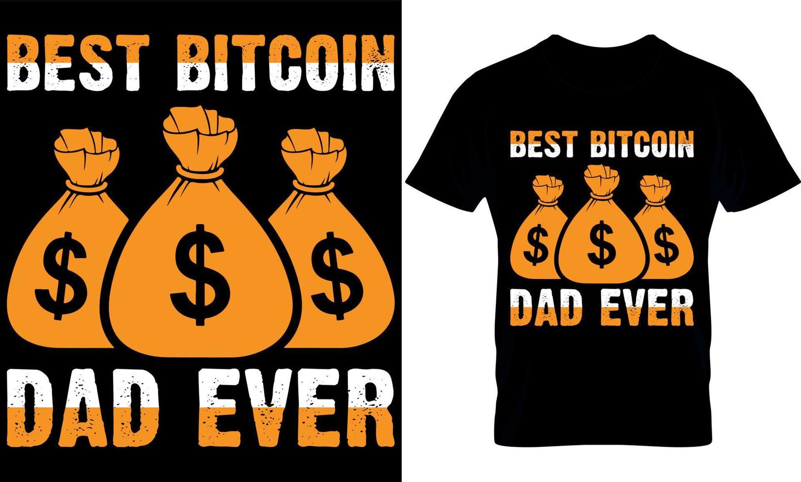 melhor pai bitcoin de todos os tempos. modelo de design de camiseta bitcoin. vetor