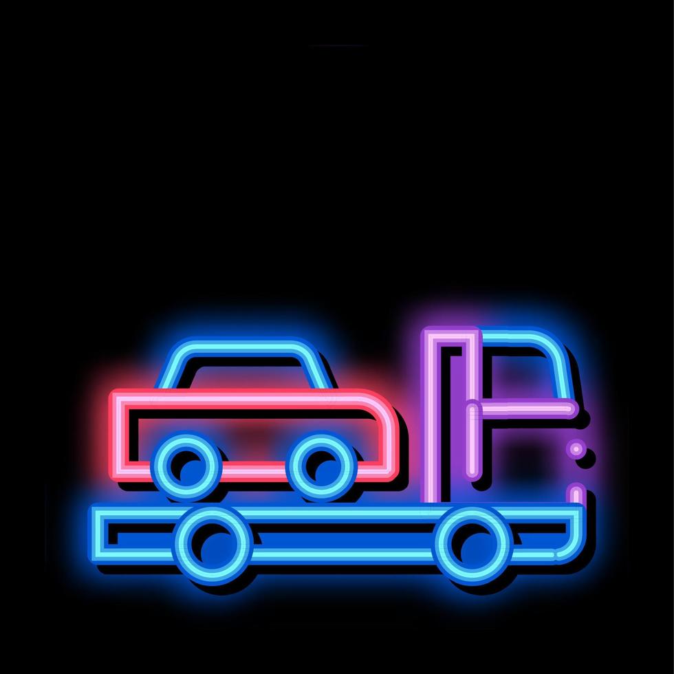 caminhão pega ilustração de ícone de brilho neon do carro vetor