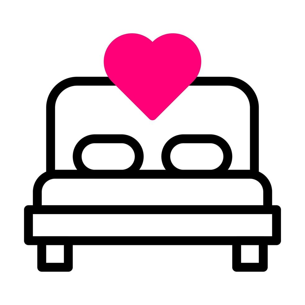 ícone de cama Duotone vermelho estilo elemento do vetor de ilustração dos namorados e símbolo perfeito.