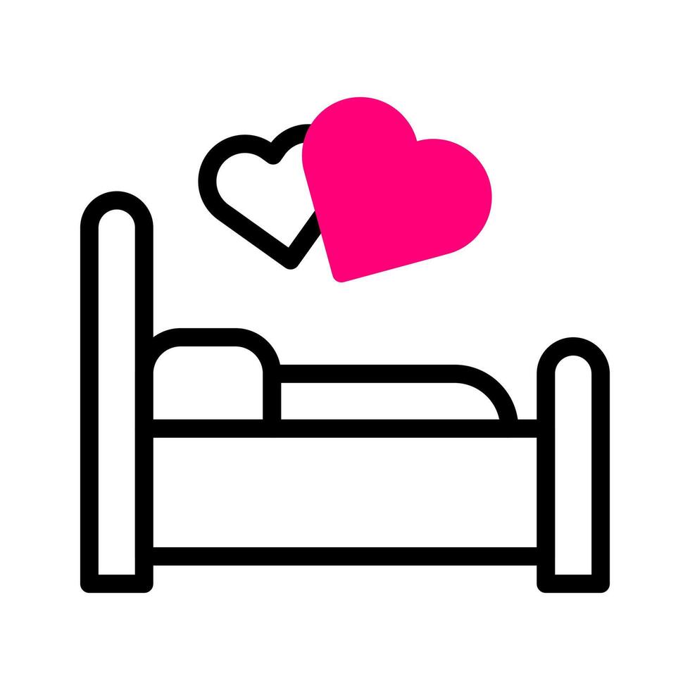 ícone de cama Duotone vermelho estilo elemento do vetor de ilustração dos namorados e símbolo perfeito.
