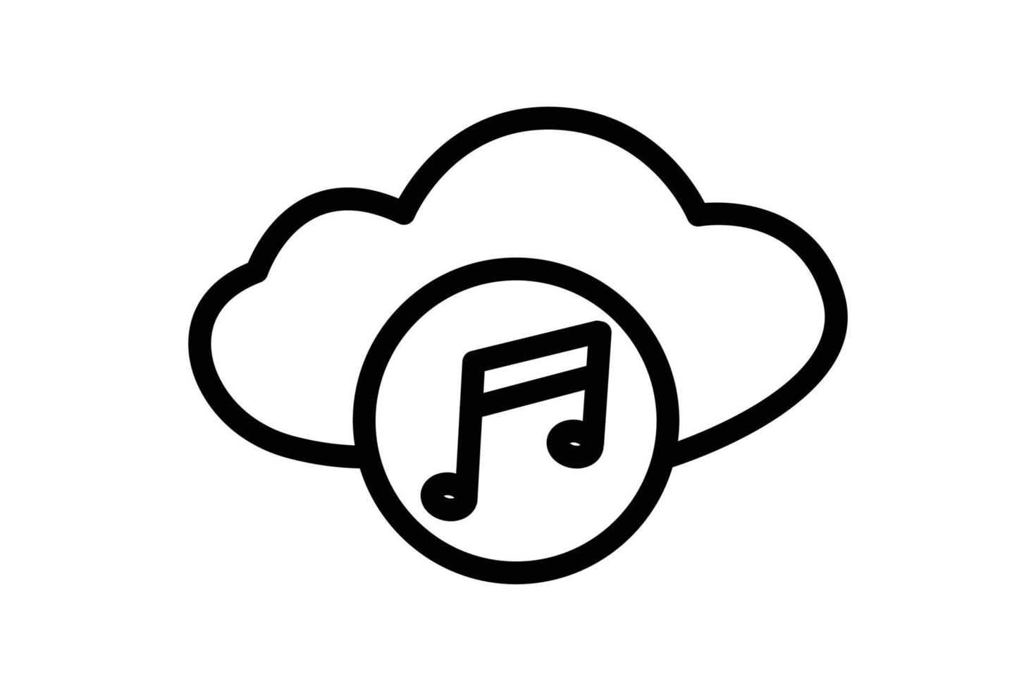 ilustração do ícone da música em nuvem. ícone relacionado ao reprodutor de música. estilo de ícone de linha. design vetorial simples editável vetor