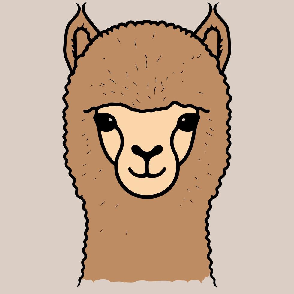 cabeça de animal camelídeo chamada alpaca vetor