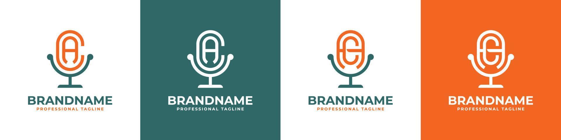 letra ac ou ca logotipo do podcast, adequado para qualquer negócio relacionado ao microfone com as iniciais ac ou ca. vetor