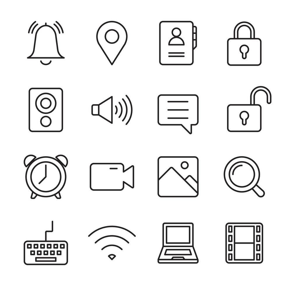 ui ux conjunto de ícones delineados. elemento de ícone de interface de usuário de computador e smartphone. vetor