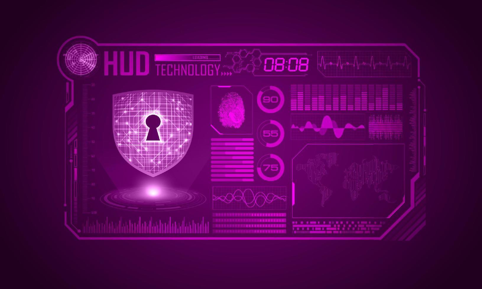 fundo de tela de tecnologia hud moderna com cadeado vetor