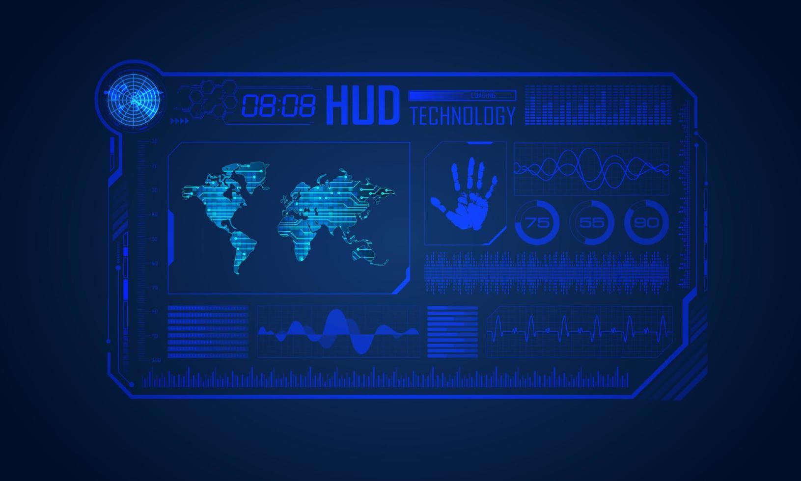 fundo de tela de tecnologia hud moderno azul vetor