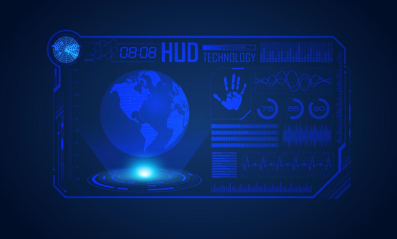 fundo de tela de tecnologia hud moderno azul vetor