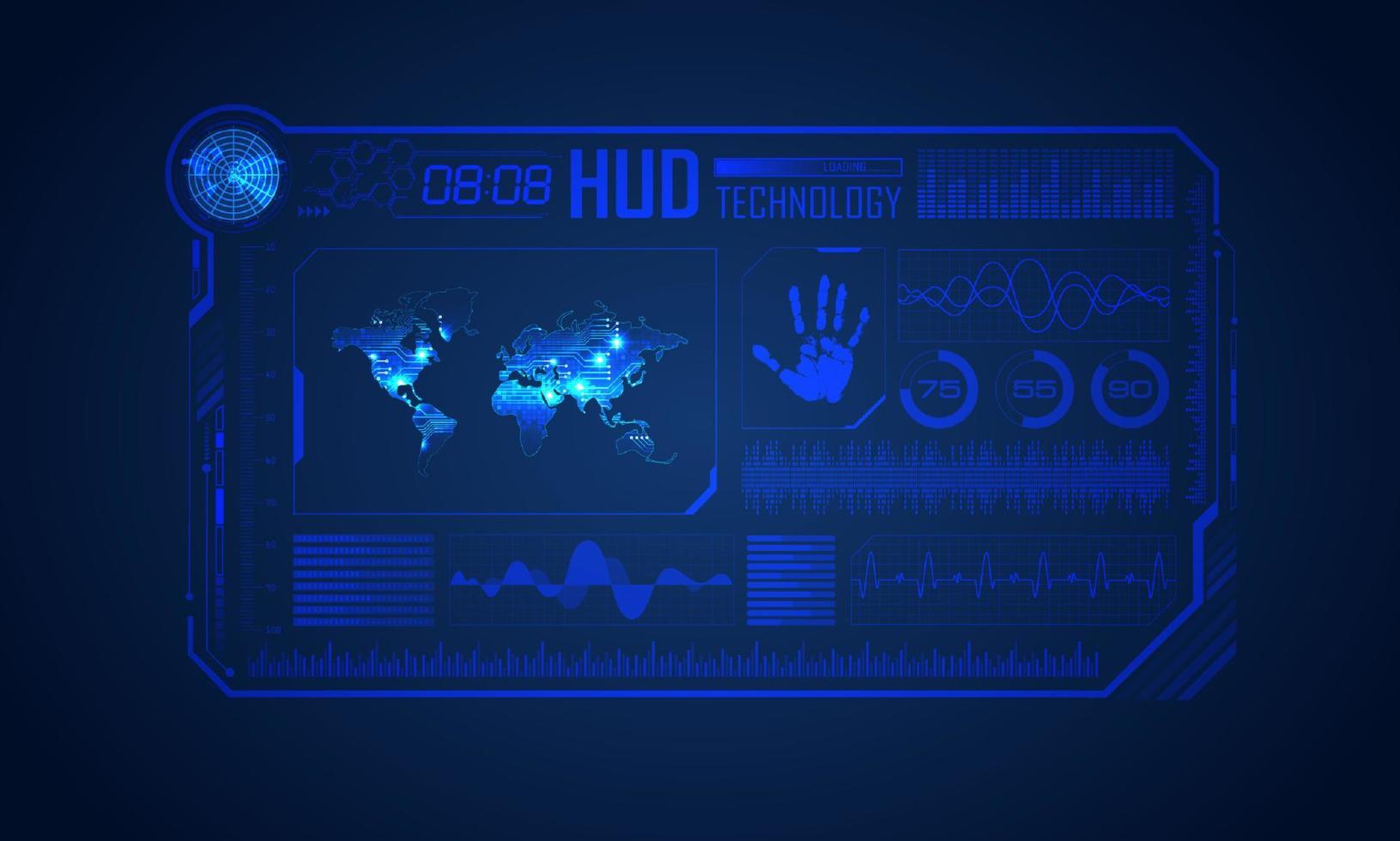 fundo de tela de tecnologia hud moderno azul vetor