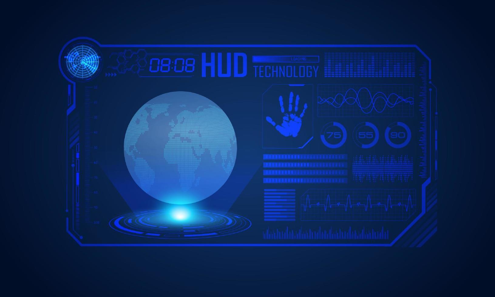 fundo de tela de tecnologia hud moderno azul vetor