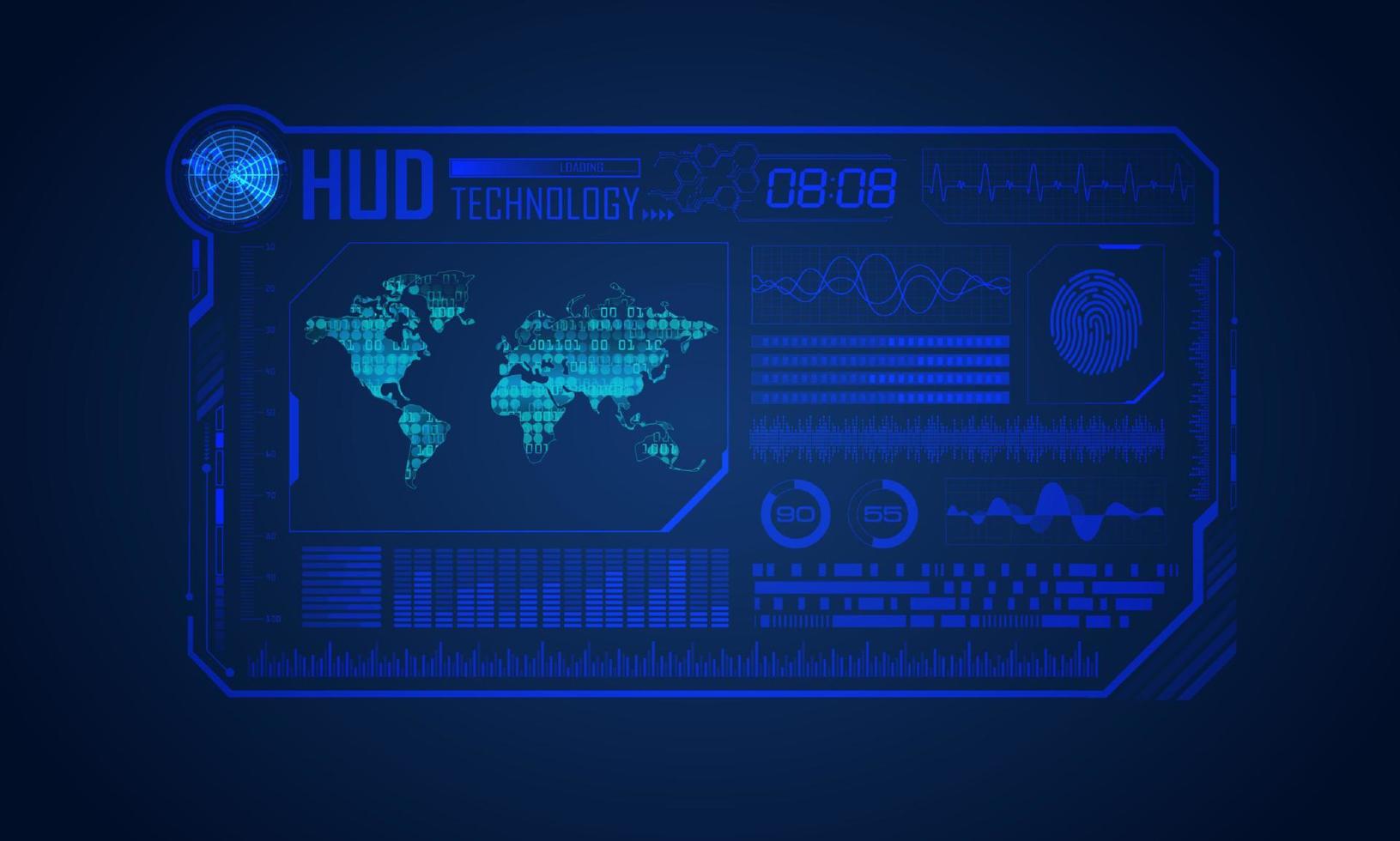 fundo de tela de tecnologia hud moderno azul vetor