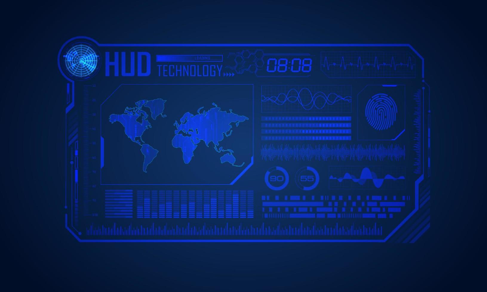 fundo de tela de tecnologia hud moderno azul vetor