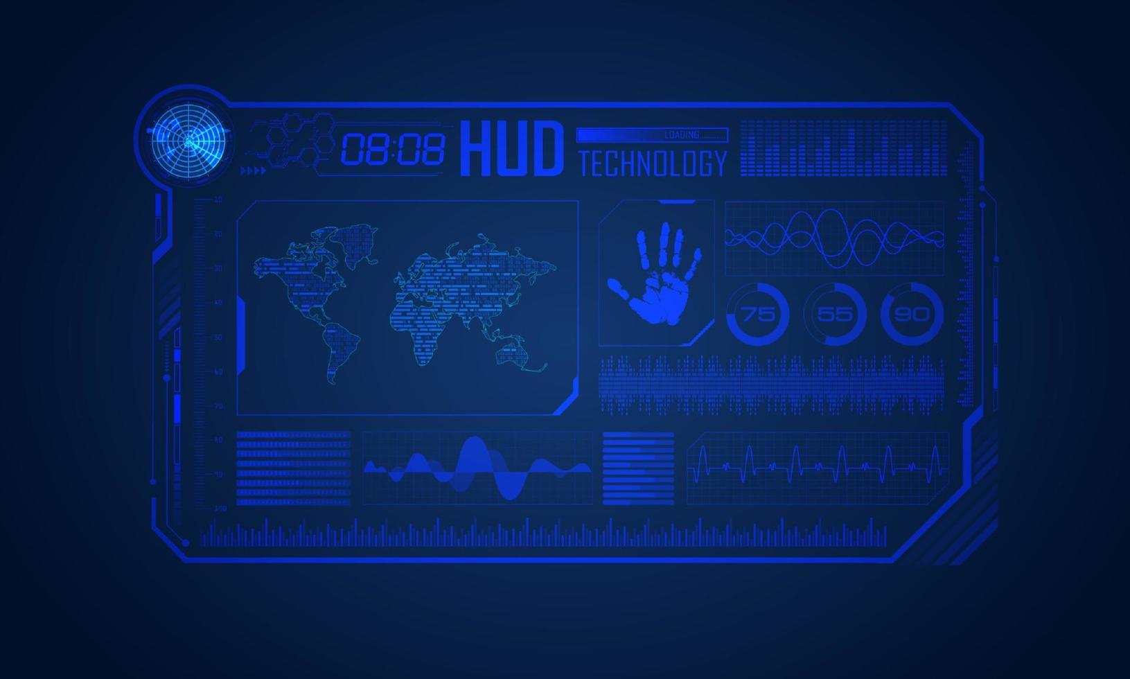 fundo de tela de tecnologia hud moderno azul vetor