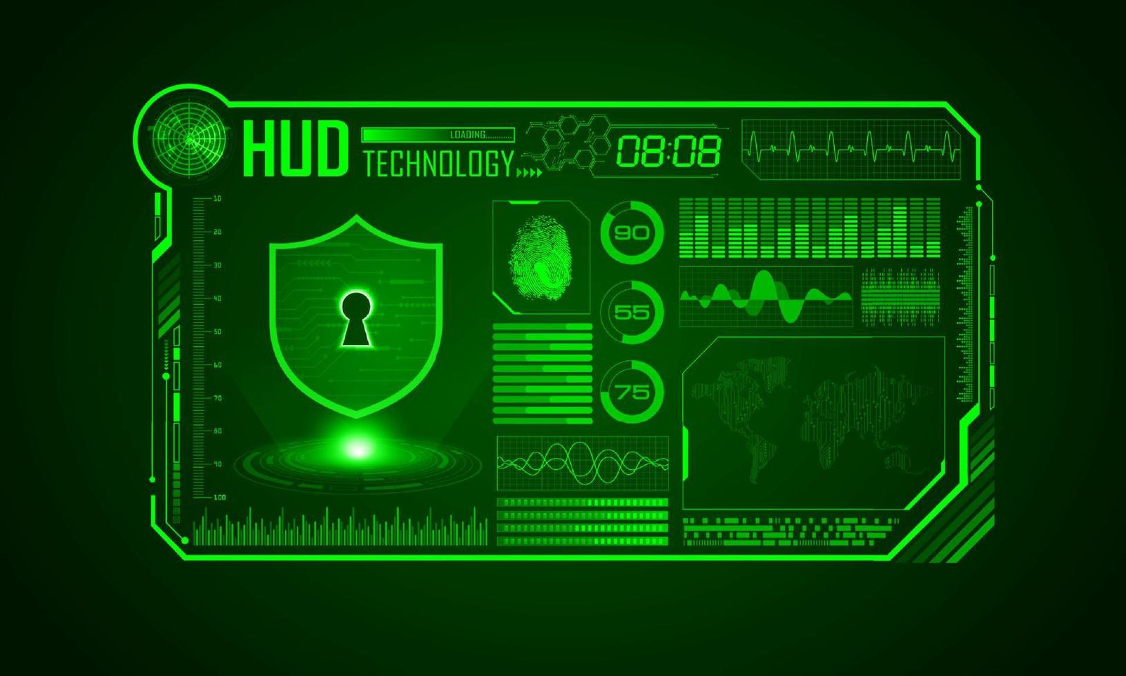fundo de tela de tecnologia hud moderna com cadeado vetor